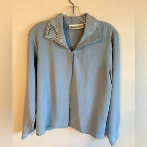 Yves St. Clair Light Blue Blouse with Lace Detail